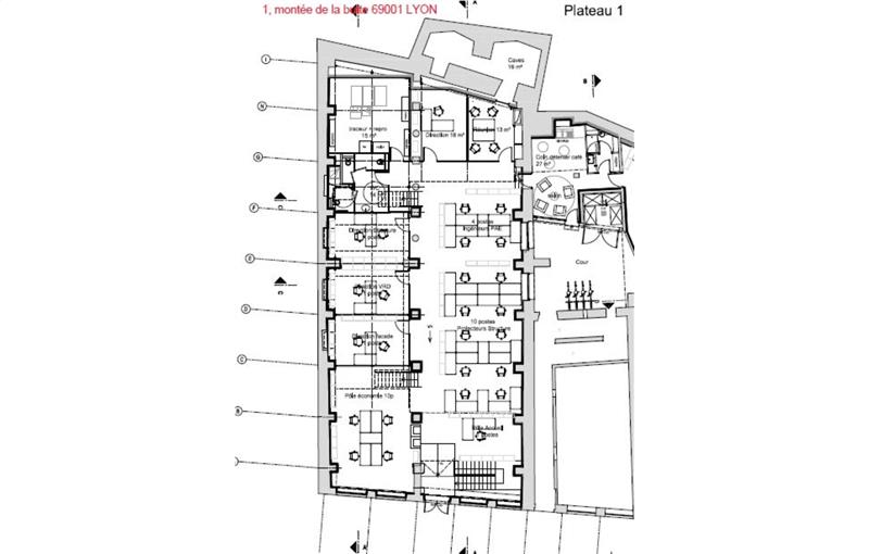 Location de bureau de 635 m² à Lyon 1 - 69001 plan - 1