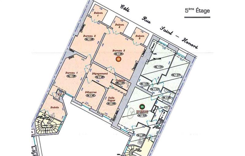 Location de bureau de 98 m² à Paris 1 - 75001 plan - 1