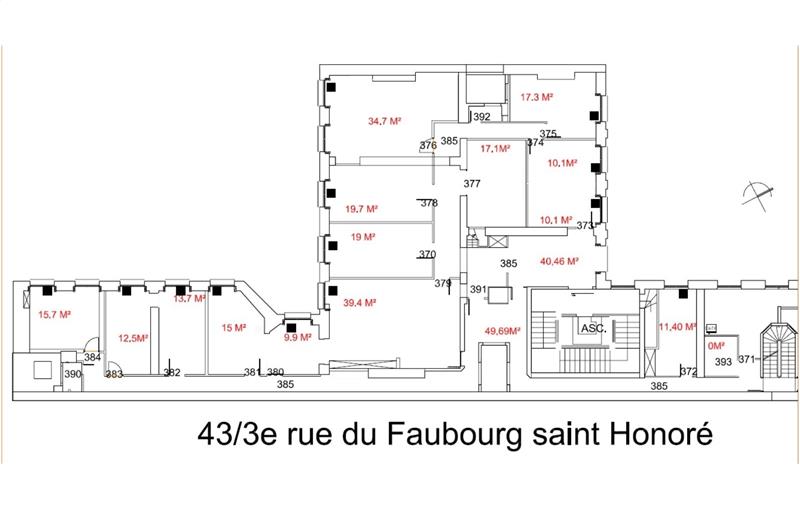 Location de bureau de 689 m² à Paris 8 - 75008 plan - 1