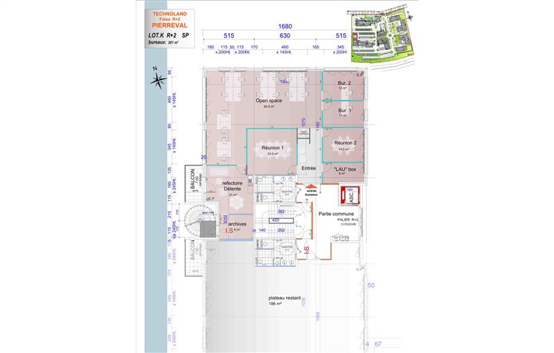 Location de bureau de 230 m² à Saint-Priest - 69800 plan - 1