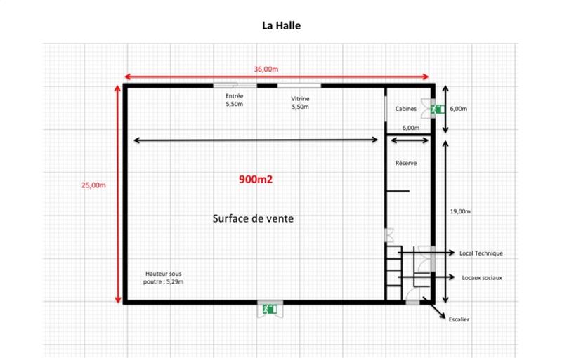 Location de local commercial de 900 m² à Soissons - 02200 plan - 1