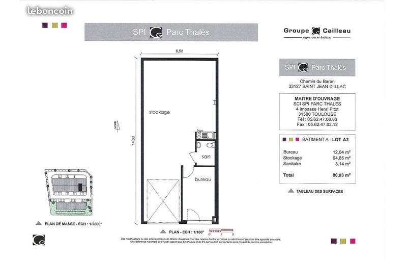 Location d'entrepôt de 80 m² à Saint-Jean-d'Illac - 33127 plan - 1