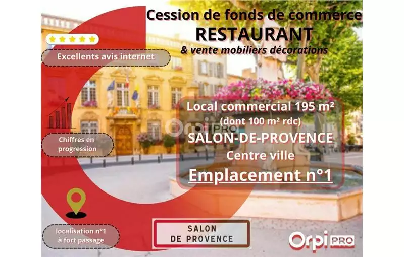 Fonds de commerce café hôtel restaurant en vente à Salon-de-Provence - 13300